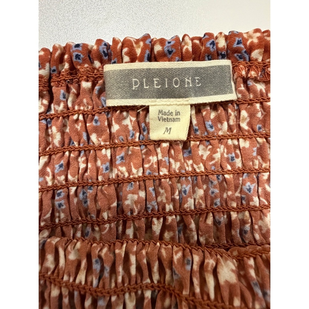 Smocked Ditsy Floral Peplum Tank Top Rust Brown Medium Cottagecore Prairie Boho - Picture 8 of 9
